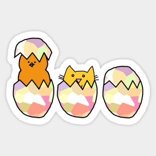 Funny Easter Eggs Cat Among the Chickens Sticker